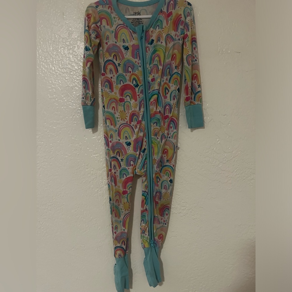 Birdie Bean rainbow bamboo convertible footie
